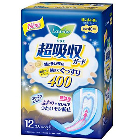 Kao Laurier Speed + Chokyushu Super Absorbent Pad with Wings - Heavy Night 40cm 12p